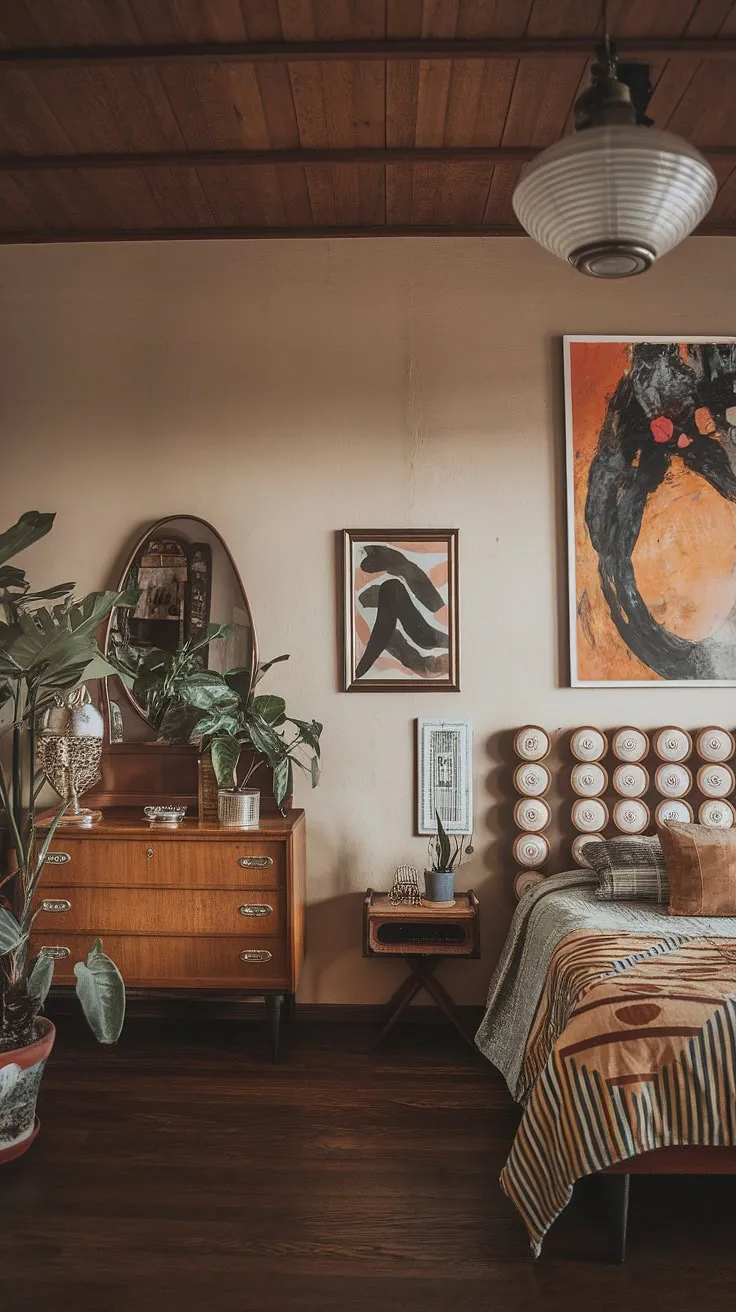 Funky headboard ideas and y2k grunge decor create a unique space, showcasing 90s aesthetic room decor at its finest. Artsy bedroom ideas and hippy wall decor complete this hippy grunge bedroom, offering a nostalgic escape.