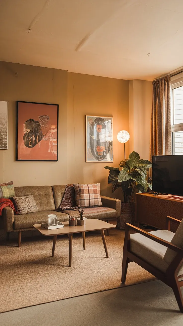 Warm beige walls, a plush couch, and that unmistakable 90s furniture living rooms vibe.  The 90 home decor, subtly blending elements of 80s home aesthetic and even a touch of seventies home decor, creates a cozy and nostalgic atmosphere. This 70 house interior feels effortlessly timeless.