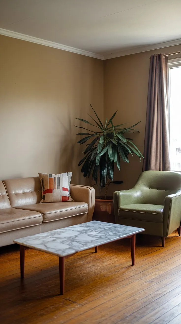 A nostalgic glimpse into a 90s home decor dream. This living room, with its 90s furniture and 80 house decor influences, showcases a sophisticated take on the era's style. The subtle blend of 70 house interior elements and the overall palette create a timeless and inviting atmosphere.  A perfect example of how 90s furniture living rooms could be both stylish and comfortable.