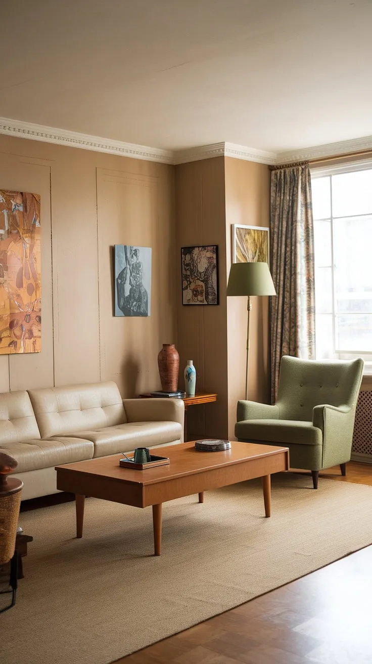 This 90s living room captures the essence of 90s home decor, with its signature beige palette and comfortable furniture.  A touch of 80s home aesthetic is present in the warm tones and the overall cozy atmosphere, creating a unique blend of 70 house interior and 80 house decor elements.  The result is a timeless space that effortlessly blends seventies home decor with the distinct style of 90s furniture living rooms.