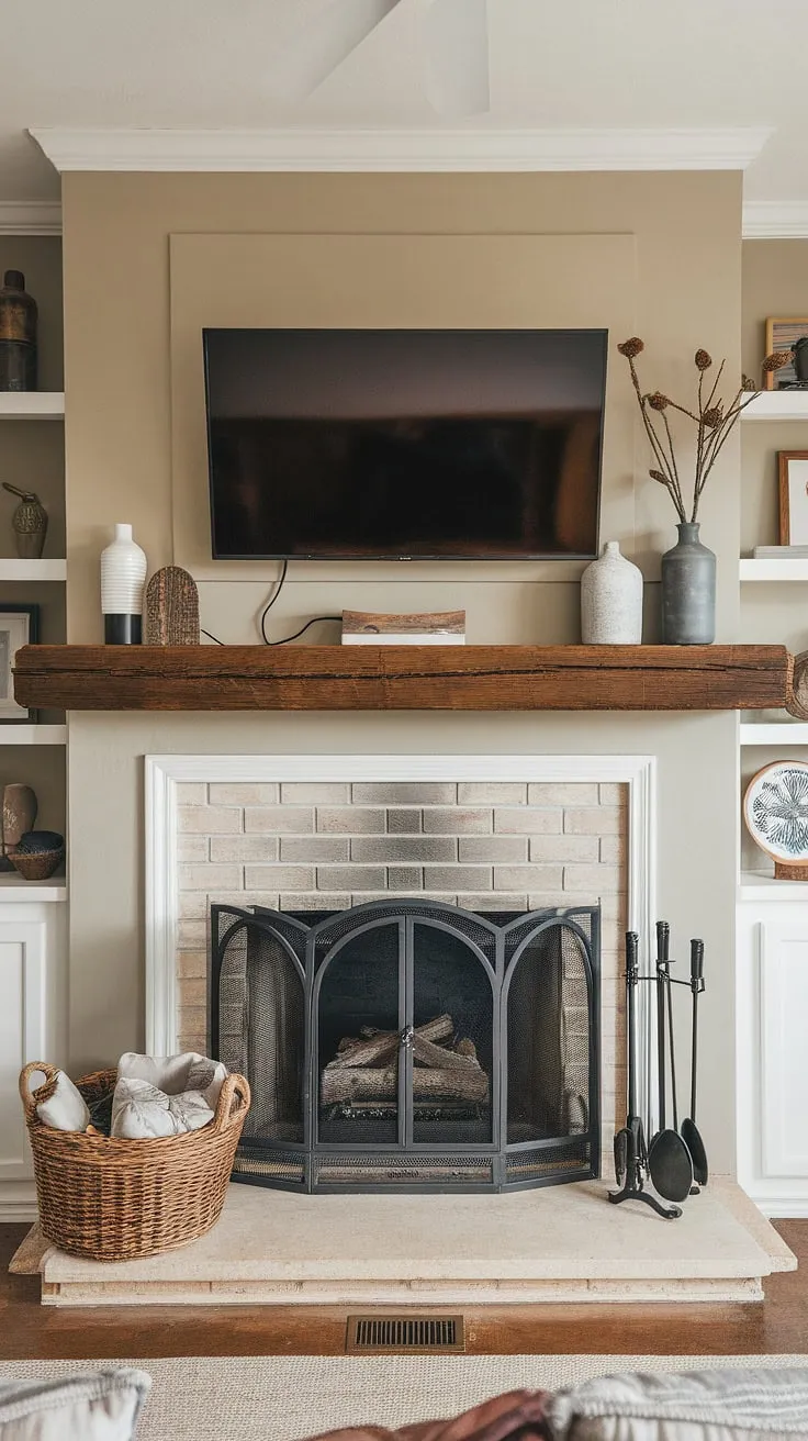 This living room fireplace, complete with a fireplace makeover and above fireplace TV, is the heart of the home.  The fireplace built-ins and living room decor fireplace create a warm and inviting atmosphere.  For fireplace ideas that blend style and functionality, this fireplace remodel is pure inspiration.