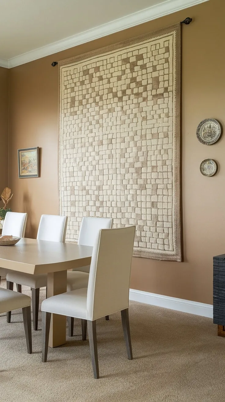 Transforming dining room walls with a stunning accent dining room wall. This dining room feature wall, complete with tasteful dining room accents, offers a subtle yet impactful update to these dining room interiors. Dining room inspiration at its finest.