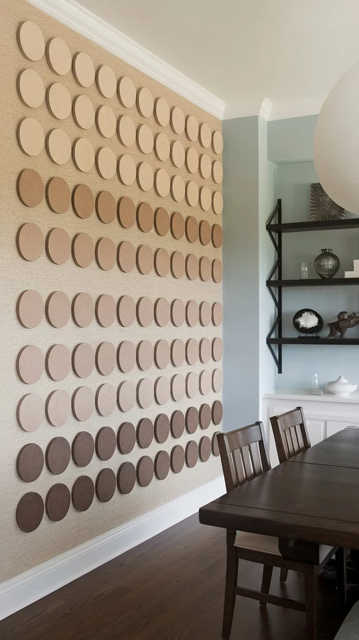This accent dining room wall transforms ordinary dining room interiors into a space of sophisticated dining room inspiration. The unique texture adds depth and visual interest to the dining room walls, creating a stunning dining room feature wall.