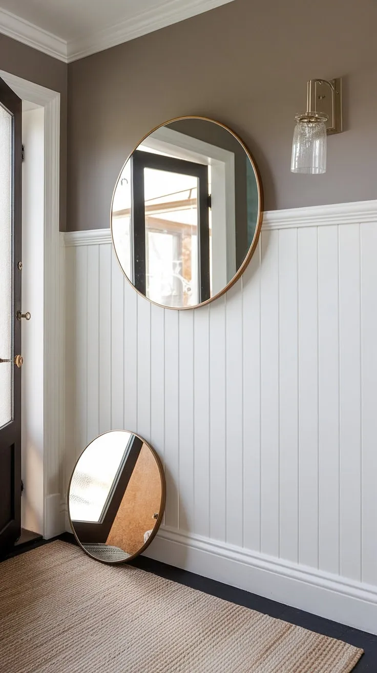 Step into style with this stunning accent entryway wall. The board and batten design adds instant charm to this home entrance decor.