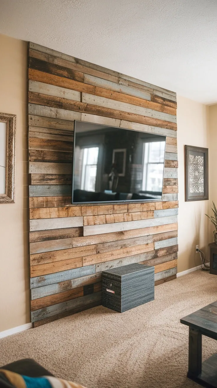Transforming a living room with this DIY wood slat accent wall behind the TV. The acoustic slat wood wall panels add rustic charm and create a stunning focal point, offering great accent wall ideas living room. This accent wall panels project is easier than you think!