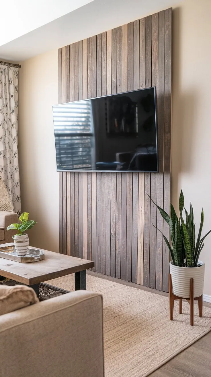 This accent wall panels project completely elevated our living room!  The vertical arrangement of the diy wood slat accent wall behind the TV creates a striking focal point, while the acoustic slat wood wall panels offer a surprising benefit of improved sound quality.  Finding the perfect accent wall ideas living room doesn't have to be expensive or complicated – this is proof!
