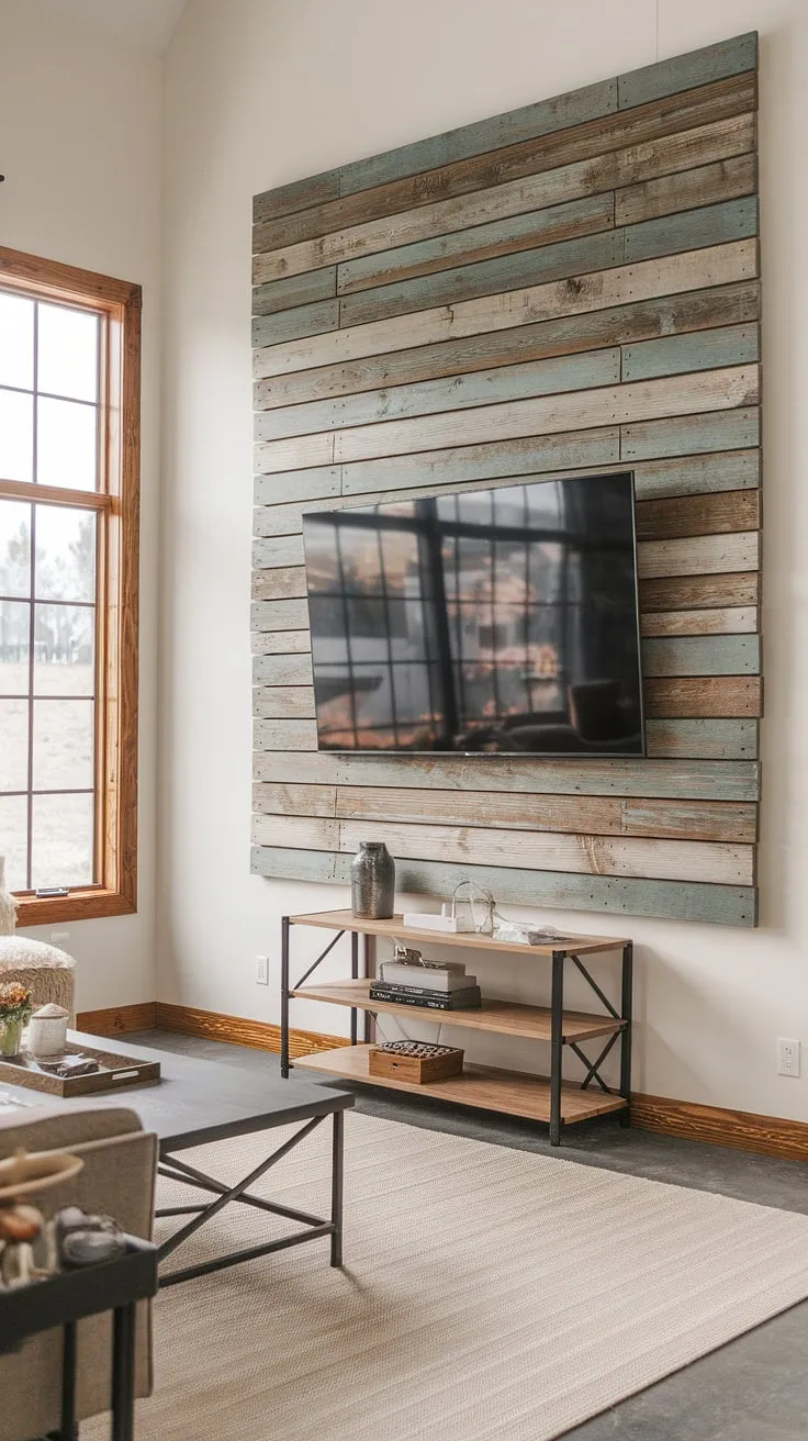 This DIY wood slat accent wall behind the TV transforms the living room, offering both style and improved acoustics thanks to the acoustic slat wood wall panels. A perfect example of accent wall ideas living room, and a stunning accent hallway wall (though this one's in the living room!).