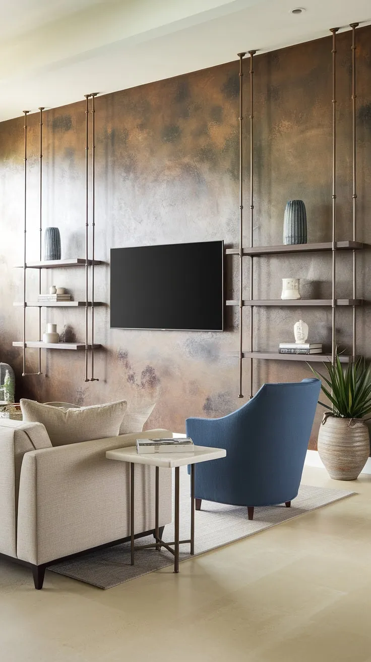 Transform your living room with this accent TV wall. The tv wall with panels creates a focal point, showcasing smart tv wall ideas and a transitional TV wall design that's both elegant and practical. Discover more ideas for a TV wall and elevate your home's aesthetic.