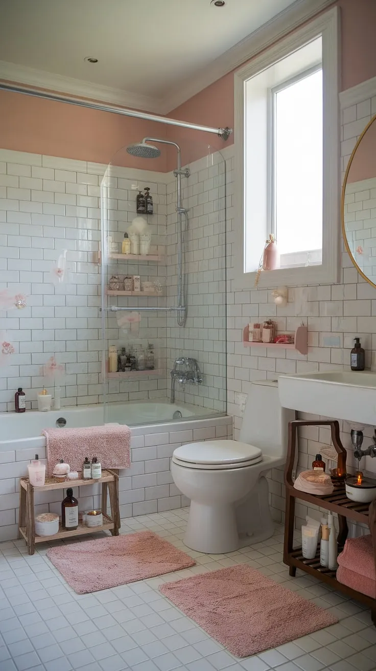 Transform your apartment bathroom into a spa-like sanctuary. This accessory bathroom showcases chic spa-inspired bathroom decor, making it the ultimate girly gift idea and a haven for relaxation.