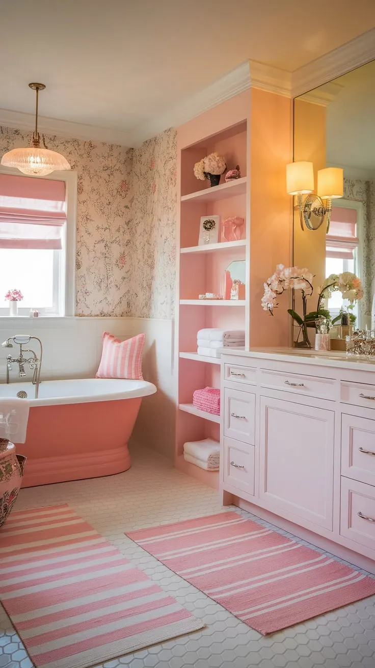 Transform your apartment bathroom into a spa-like sanctuary with these dreamy pink and white accessories. Perfect girly gift ideas and inspiration for your spa-inspired bathroom decor.