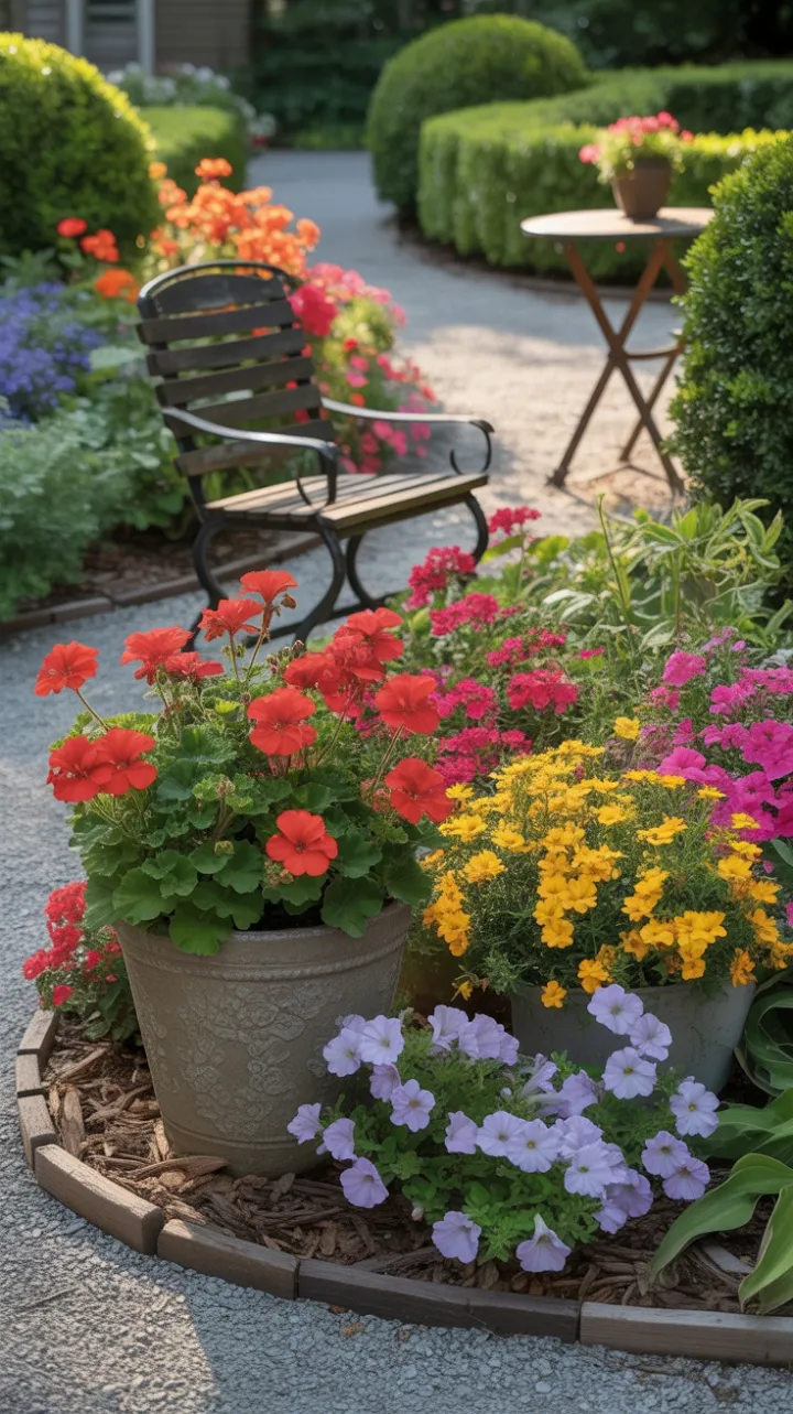 Sunlit Path Through a Tapestry of Blooming Color