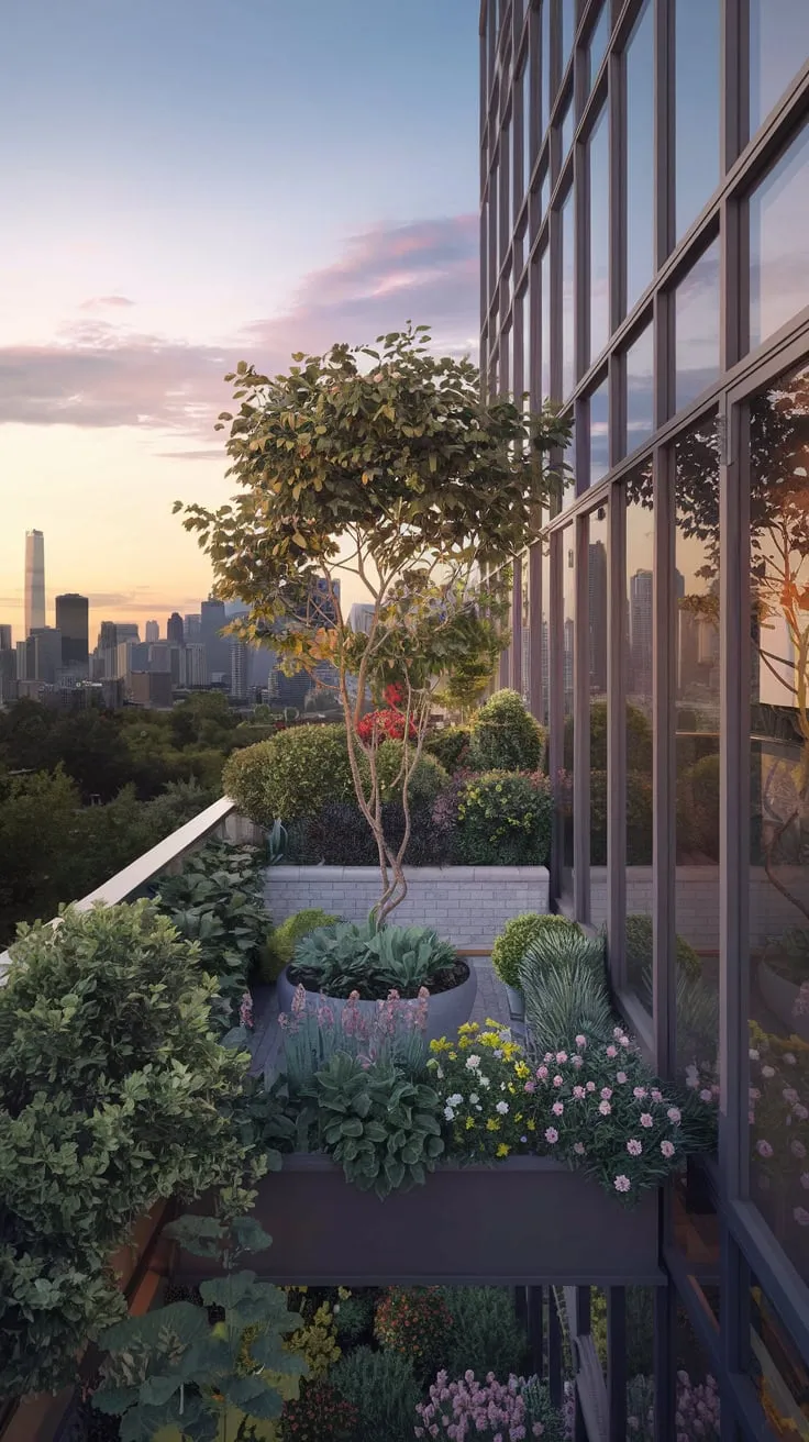 Isn't your dream home just a sunset away, with a balcony garden overlooking the city skyline?