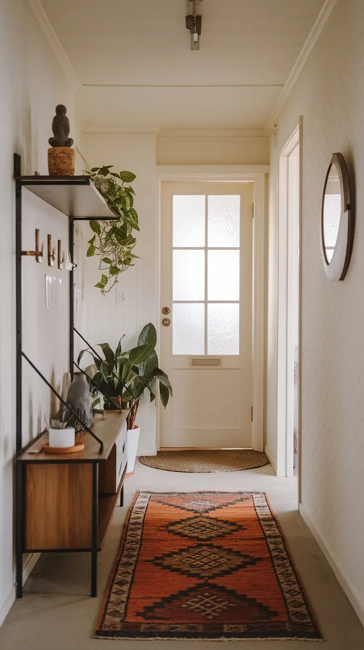 Step into tranquility. This apartment hallway, showcasing Japandi interiors, offers a calming entrance decor and serves as apartment inspiration for anyone seeking a dream house interior.