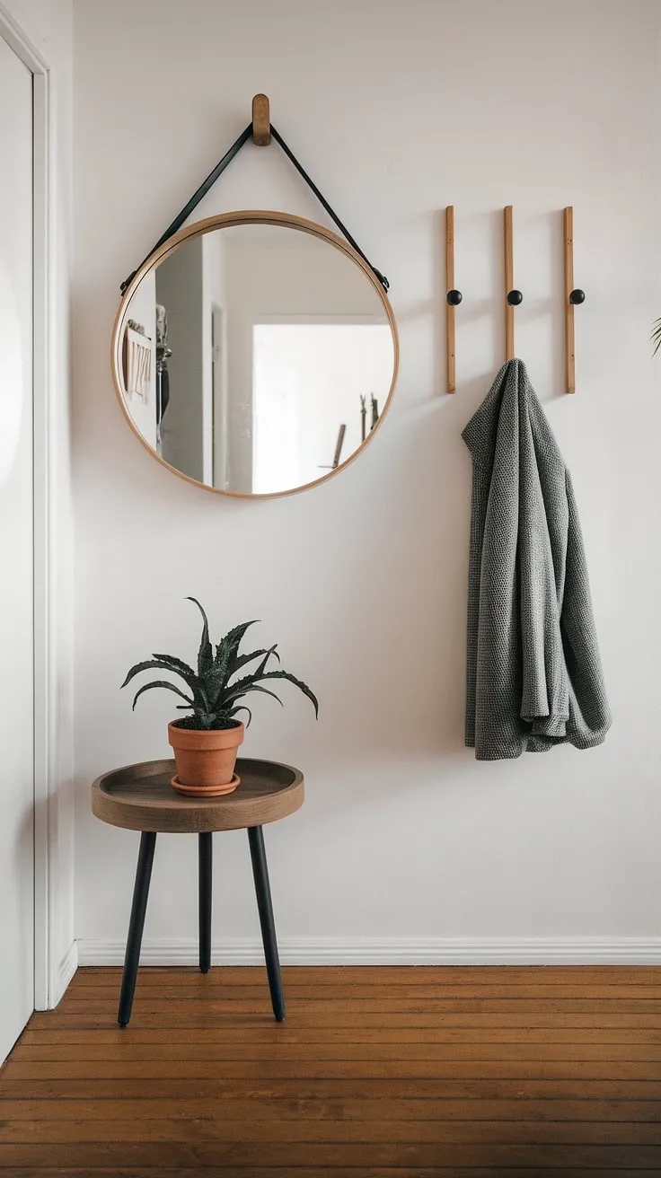 Step into serenity: This Japandi-inspired apartment hallway sets the tone for the entire home, showcasing effortless home entrance decor and apartment decor inspiration. A dream house interior starts here.