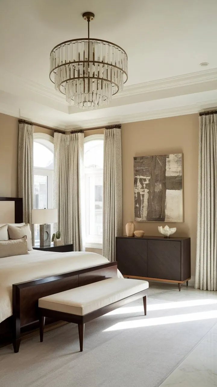Bathed in sunlight, this Art Deco sanctuary exudes refined elegance with its luxurious king-sized bed and radiant marble floors, blending timeless design with modern comfort.