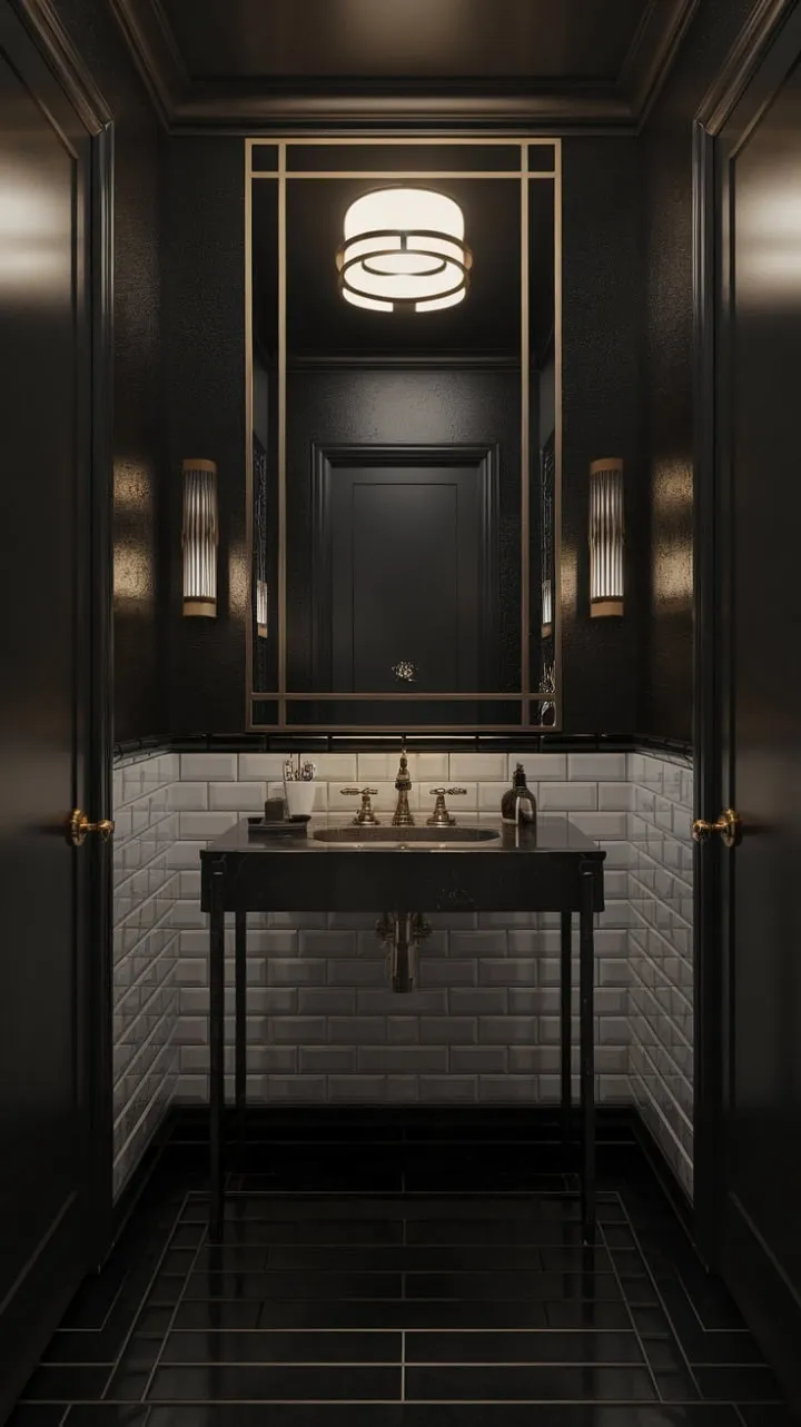 This Art Deco sanctuary enchants with its striking fusion of monochrome sophistication and golden opulence, where every exquisite detail tells a story of enduring elegance.