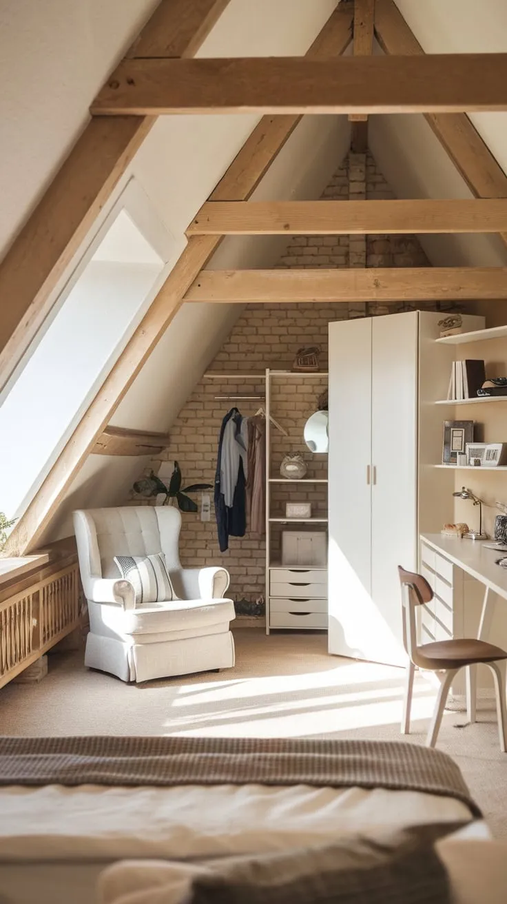 Sunlight streams through the dormer windows of this exquisitely designed attic apartment, wrapping you in a cocoon of warmth and comfort, beckoning you to unwind and unleash your inner muse.
