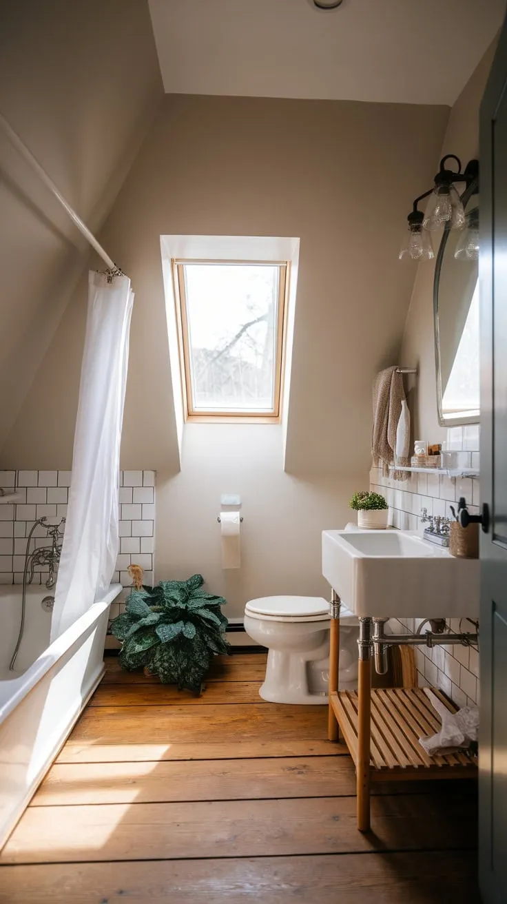 Beneath the eaves, your attic bathroom is a sanctuary where comfort and style dance in perfect harmony. The slanted ceiling adds a touch of whimsy, while neutral tones and thoughtful design transform the space into a serene retreat, beckoning you to unwind.