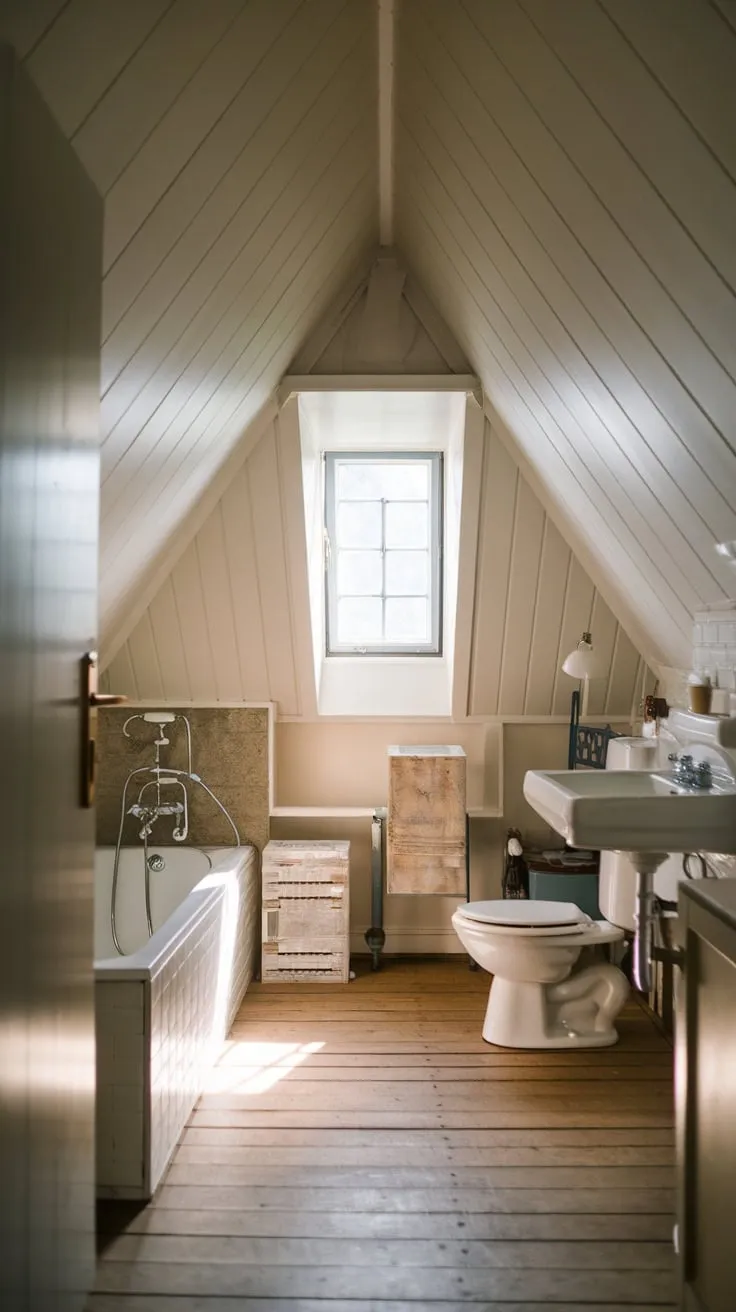 Beneath the eaves, your attic bathroom is a haven where comfort and style dance in perfect harmony. The slanted ceiling becomes a design feature, not a constraint, as the space transforms into a serene retreat, bathed in natural light and cleverly maximizing every inch.