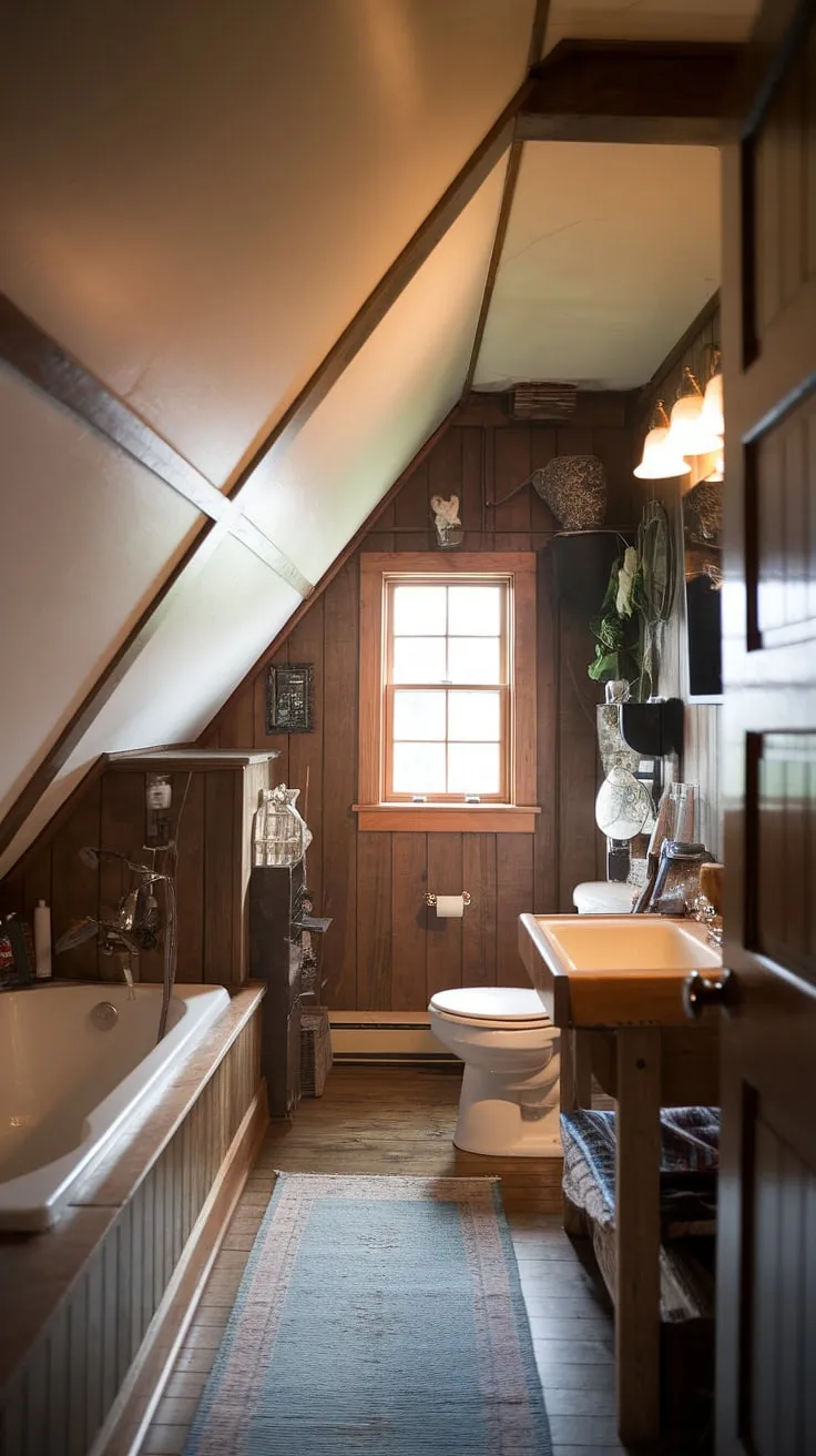 This cozy attic bathroom, with its slanted ceiling and warm lighting, proves that even a small space under a sloped roof can be transformed into a haven.  Clever attic bathroom design maximizes storage, showcasing unique attic bathroom ideas and beautiful slanted ceiling decor. The bathroom renovation attic project resulted in a functional and stylish bathroom with sloped ceiling, a testament to thoughtful attic bathroom storage solutions and the magic of attic space bathroom conversions.  The bathroom ceiling angles add character, making it a truly unique attic bathroom.