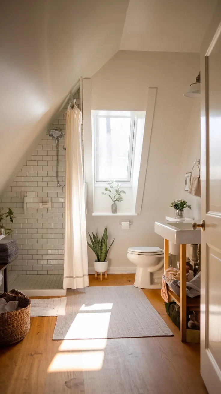 Imagine stepping into your attic bathroom, a beautifully designed space where comfort and style dance together, transforming the forgotten space into a serene retreat, a sanctuary nestled in the heart of your home.