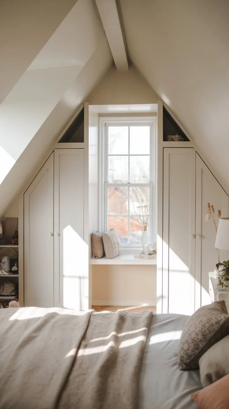 Imagine escaping to your attic bedroom, a cozy sanctuary bathed in soft, neutral hues and adorned with your most cherished belongings. The ingenious attic closets, designed to maximize space without sacrificing aesthetics, ensure that your retreat remains uncluttered and effortlessly stylish.