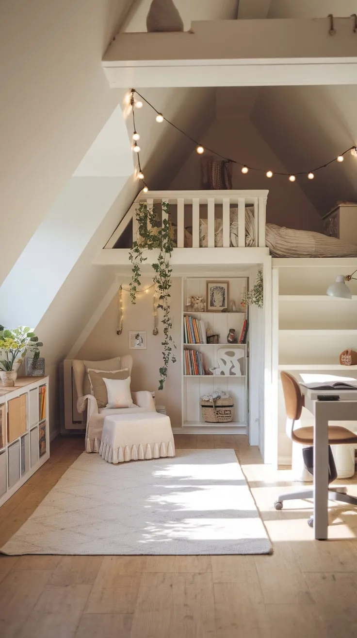 Imagine this: Sunlight streams through the attic window, illuminating a bedroom designed just for you. Comfort and creativity intertwine, creating a delightful space where you can rest, conquer your studies, and let your imagination soar to new heights.