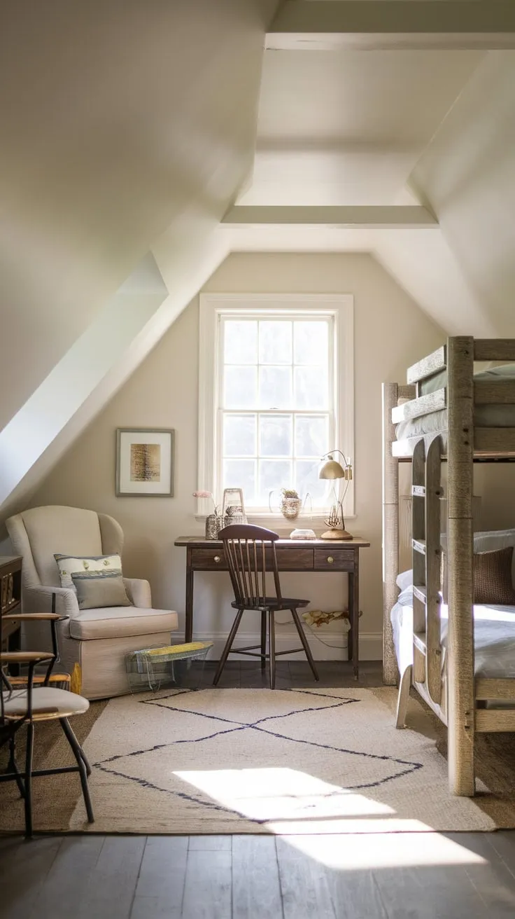 Imagine stepping into your attic bedroom, a haven where the rough-hewn charm of a wooden bunk bed meets thoughtfully curated details, creating a space that doesn't just offer comfort, but wraps you in a stylish serenity, a perfect escape from the everyday.