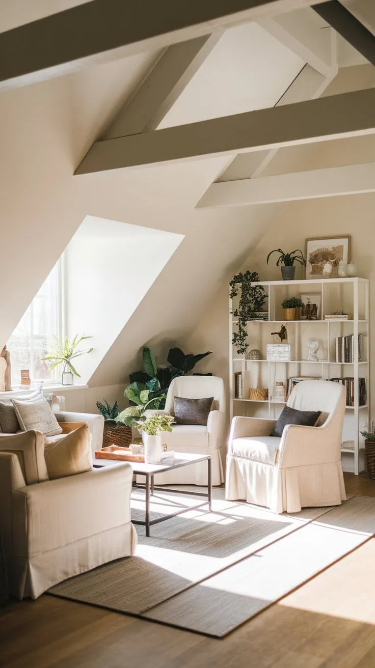 Ascend to this attic family room, and you'll find yourself enveloped in a cocoon of warmth. The wooden floors whisper stories beneath your feet, while the neutral palette invites you to relax and reconnect. This is where comfort meets style, creating the perfect backdrop for unforgettable family moments.