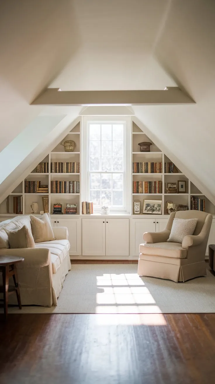 Sunlight spills across the exposed beams of the attic family room, beckoning you into its embrace, a haven where laughter echoes and memories bloom like wildflowers.