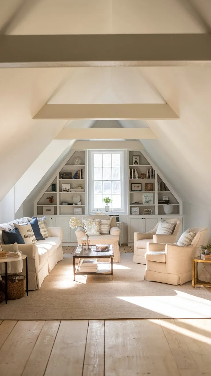 Step into your attic family room, a haven where comfort and style intertwine to create a tranquil escape, a place where cherished memories are woven into the very fabric of its inviting and cozy ambiance.