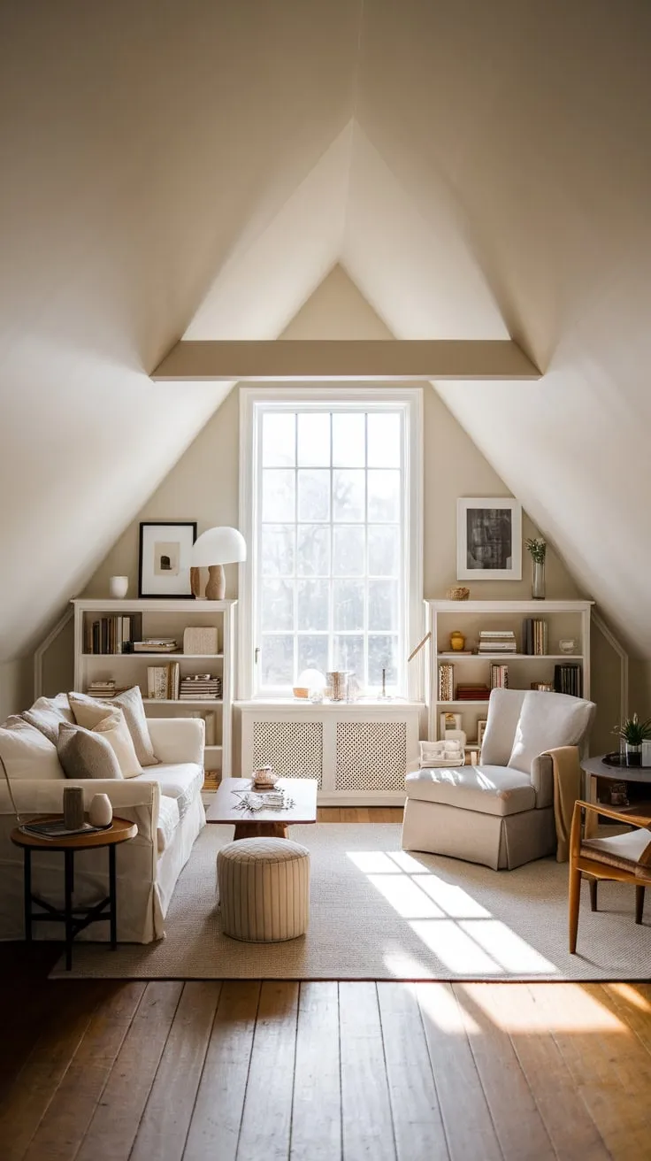 Imagine escaping to your attic family room, a stylish sanctuary where plush comfort reigns, inviting both lively family celebrations and peaceful personal reflection.