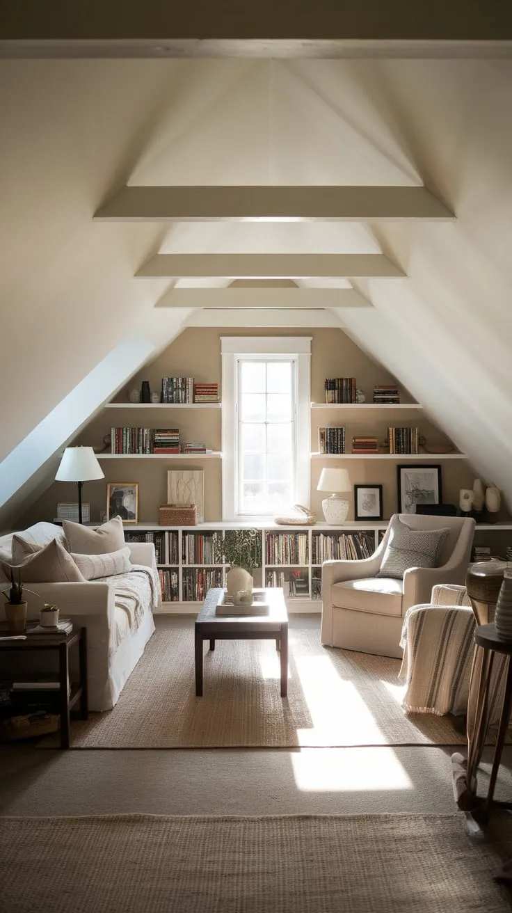 Ascend to your attic family room, where comfort and style waltz together, crafting a sanctuary designed for unwinding and forging unforgettable memories.