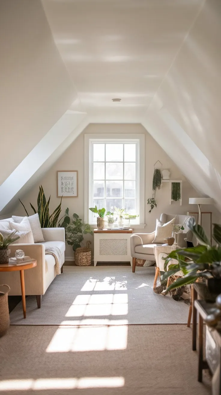 Sunlight streams through the dormer windows of your attic family room, bathing the exquisitely designed space in a golden glow that whispers of cozy evenings and shared laughter, a sanctuary where the world outside melts away and genuine connection blossoms.