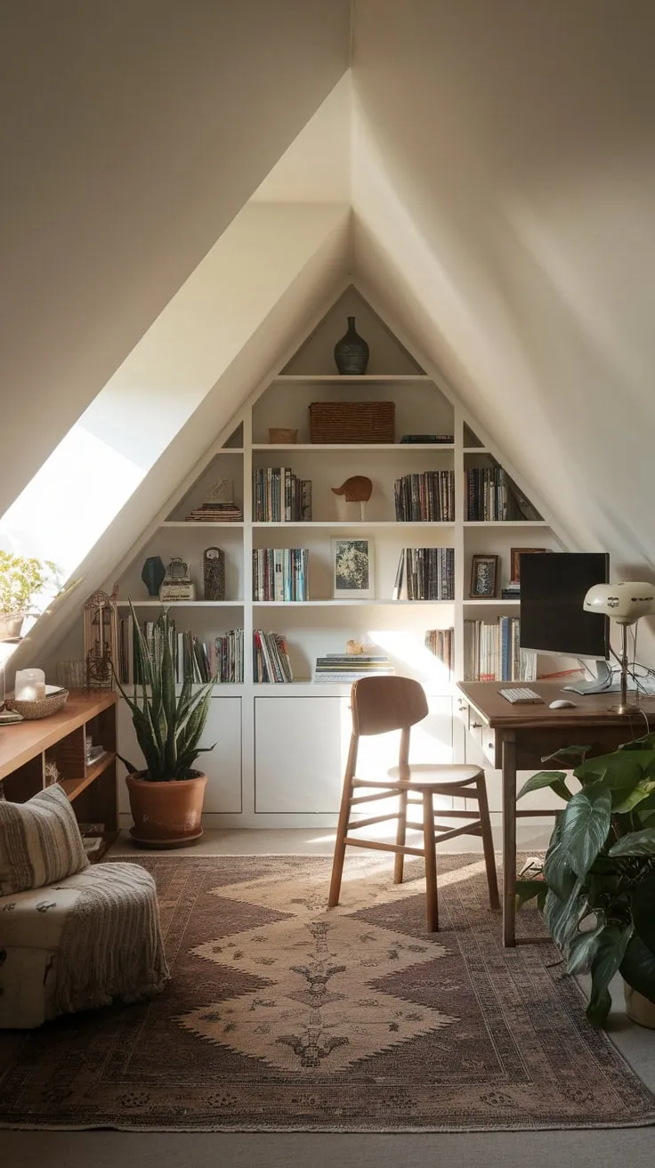 The attic transforms into *your* game room, a sanctuary where the echoes of yesteryear mingle with soothing neutral hues, offering you a perfectly balanced escape for both lively amusement and tranquil repose, all within a meticulously organized haven.