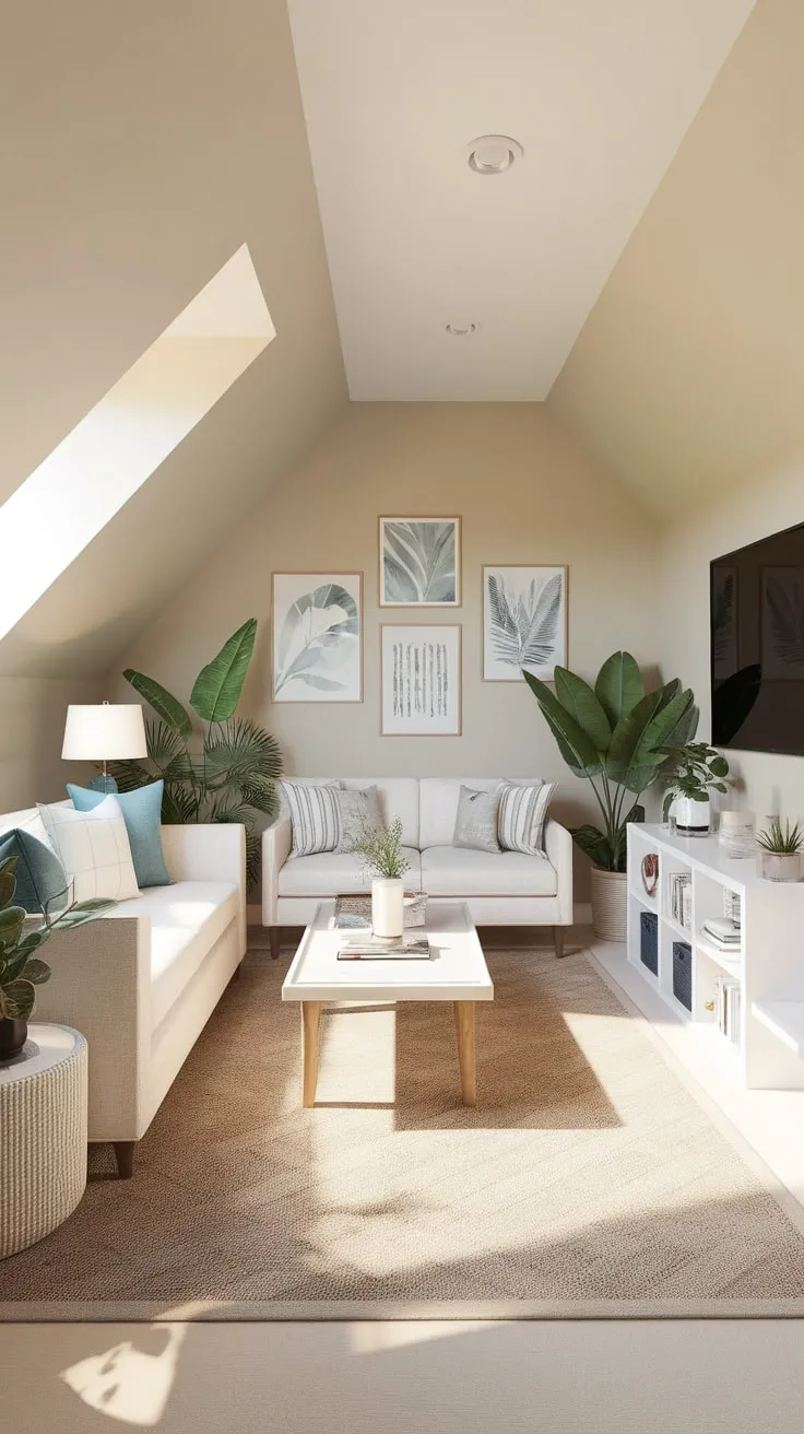 This beautifully designed attic game room perfectly blends comfort and style, creating an inviting space for relaxation and entertainment.