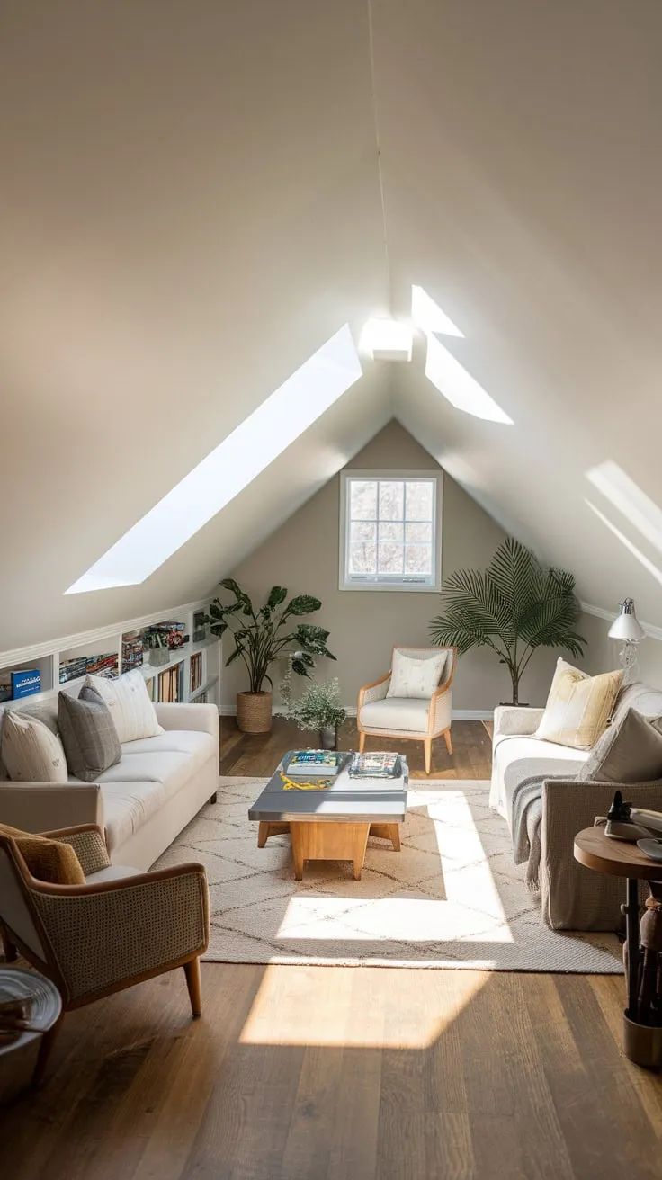 Sunlight streams through the dormers of your attic game room, where plush seating and sleek design conspire to create a haven. Here, laughter echoes off exposed beams, and the thrill of competition is amplified by the room's inherent warmth, making it impossible not to feel at home.
