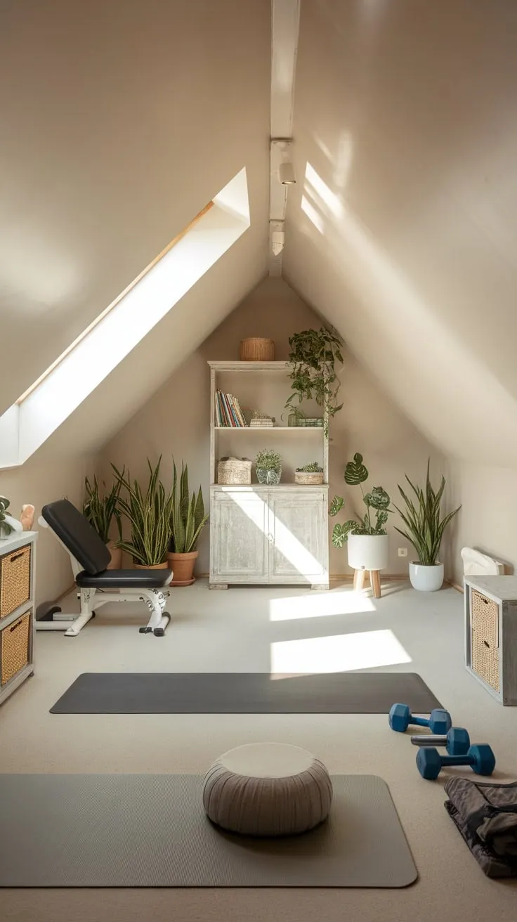 Imagine escaping to your attic gym, a haven where the invigorating energy of a workout seamlessly merges with the calming embrace of mindful stillness, crafting an experience that nourishes both body and soul.