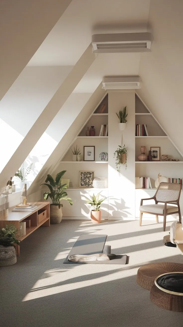 Step into your attic gym, a haven where thoughtful design marries comfort and function, transforming the once-forgotten space into an irresistible sanctuary for both invigorating workouts and peaceful unwinding.