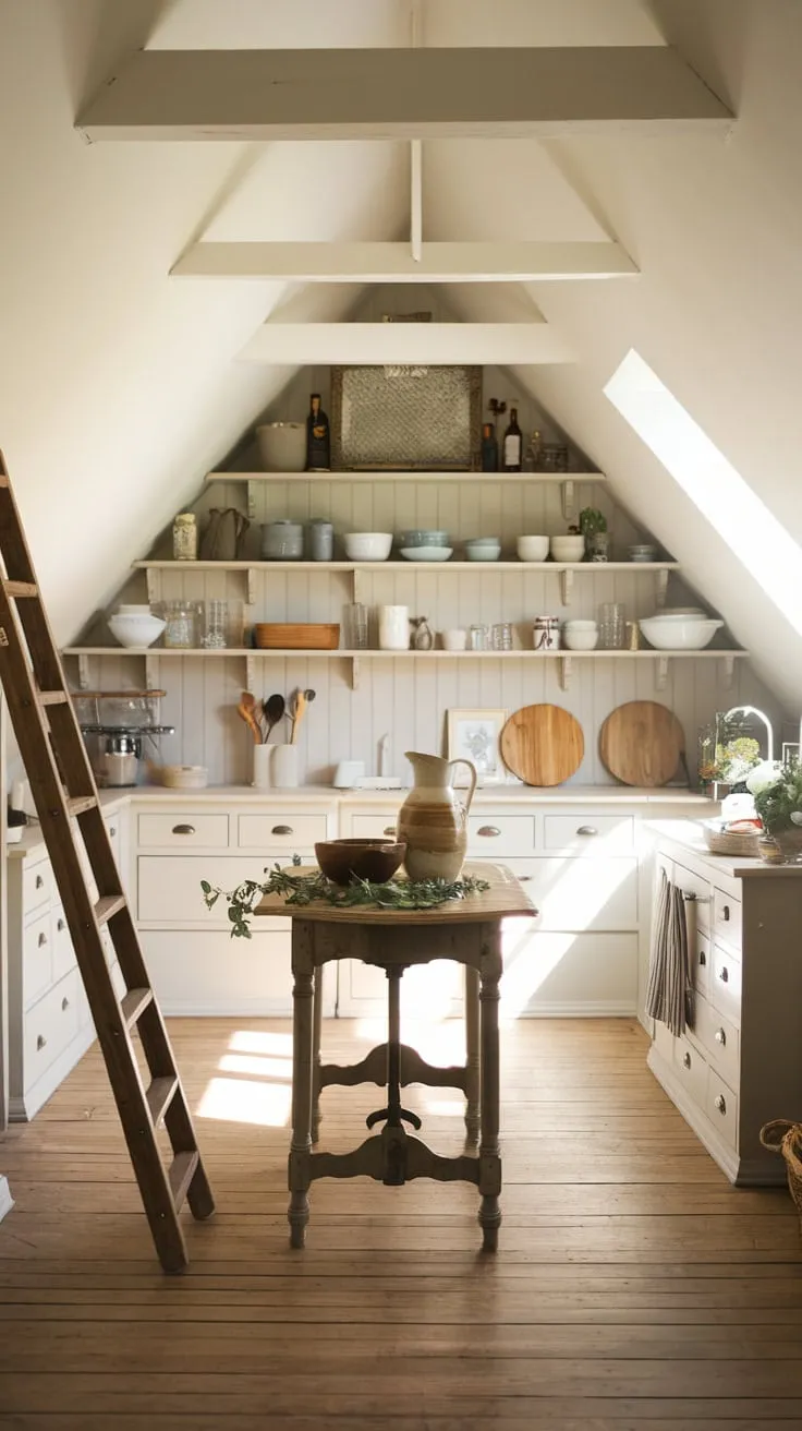 Imagine stepping into your attic kitchen, where the sloping ceiling and reclaimed wooden table whisper tales of generations past. This isn't just a place to cook; it's a sanctuary where warmth and functionality dance together, inspiring you to transform simple ingredients into extraordinary dishes.