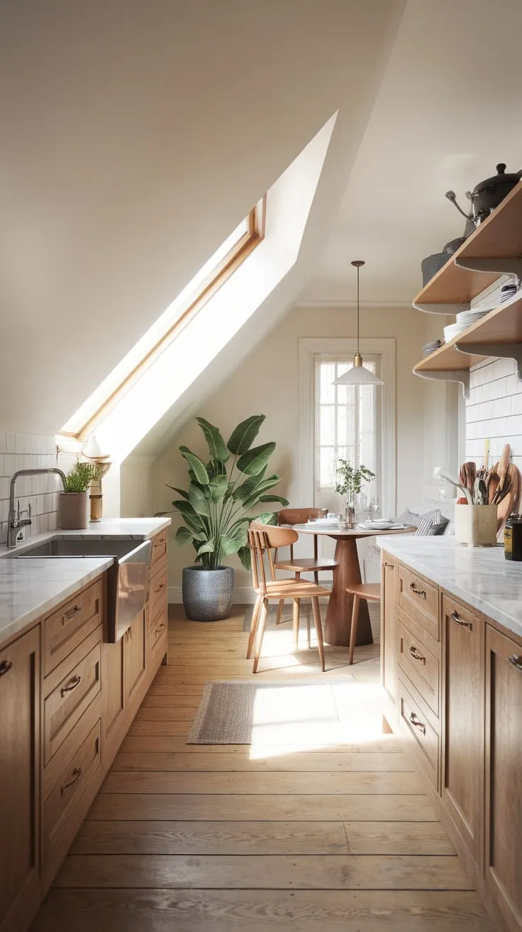 The well-conceived layout of your attic kitchen doesn't just offer warmth and function; it beckons you into a haven where culinary creativity flourishes, making every cooking experience a delightful adventure.