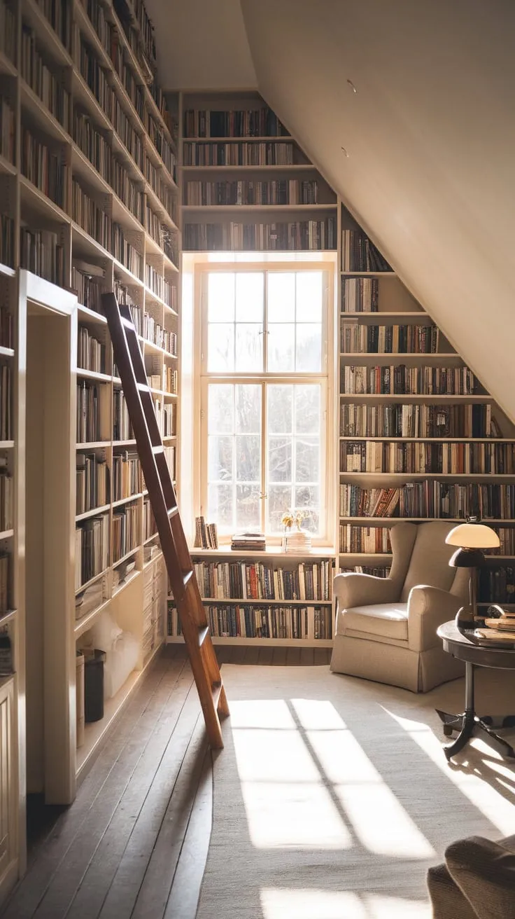 Dust motes dance in the sunbeams slanting across the attic library, beckoning you to surrender to its towering shelves, each nook a haven crafted for quiet contemplation and the spark of new ideas.