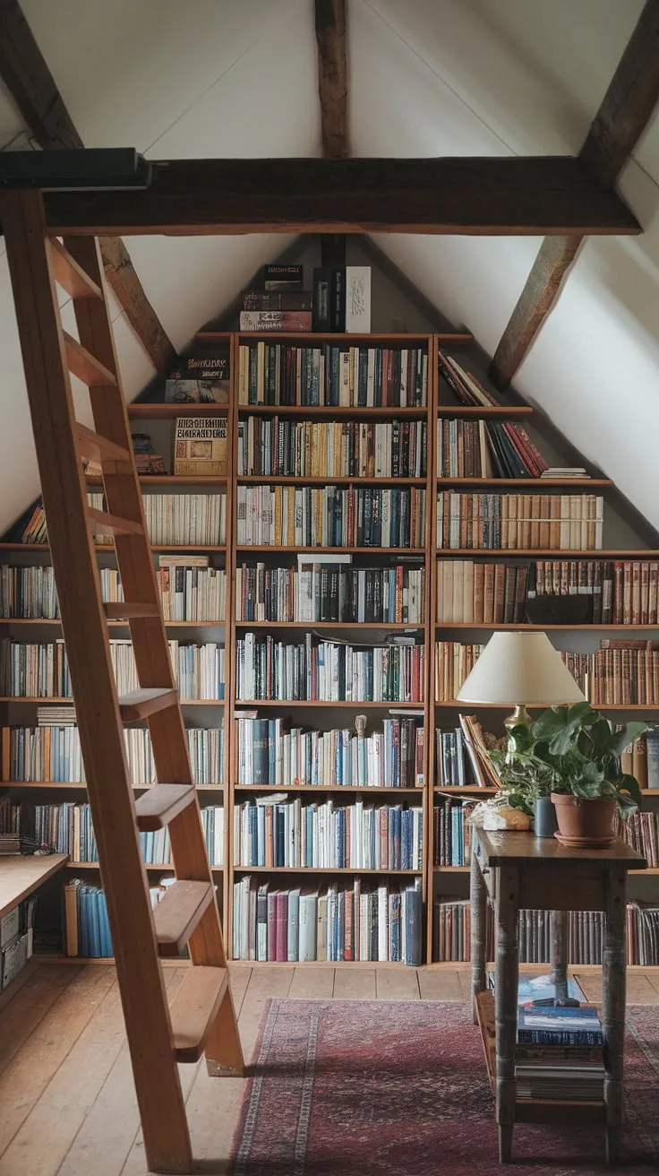 Escape to this enchanting attic library, where towering shelves overflow with an attic collection of attic books and attic literature.  The attic reading room, a haven for research, offers quiet contemplation amidst the attic archives and attic resources. This attic study, complete with attic book storage, is a bibliophile's dream.