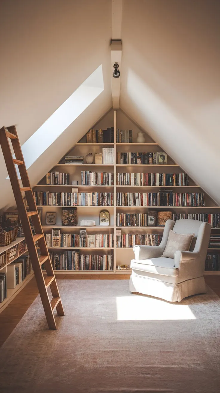 Ascend into the hushed sanctuary of the attic library, where the scent of aged paper and beeswax polish wraps around you like a comforting embrace, promising that beyond the spine of every book lies an uncharted territory waiting to be explored from the depths of a plush, inviting armchair.