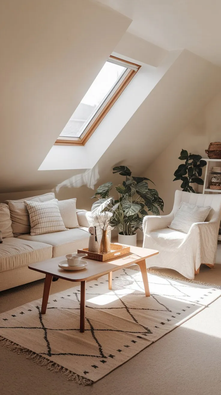 Sunlight streams through the dormer windows of your attic sanctuary, bathing the artfully arranged space in a golden glow that whispers of cozy evenings and inspired mornings. Here, surrounded by the gentle slope of the roof and the quiet hum of the house, you can finally exhale, letting tranquility wash over you as your imagination takes flight.