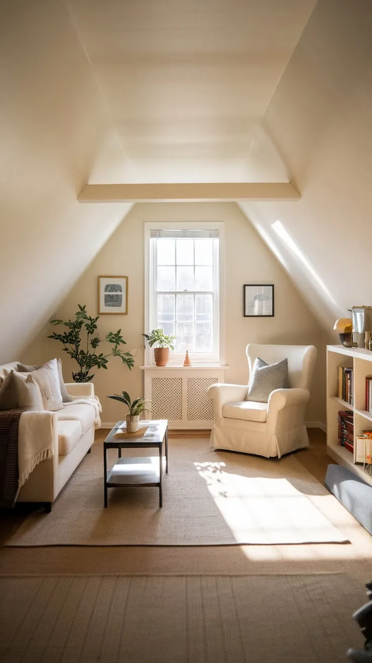 This attic living room exudes warmth and comfort, making it the perfect retreat for relaxation and inspiration.
