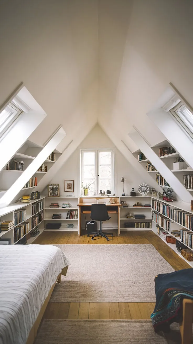 My cozy attic room, complete with attic with windows, transformed into a peaceful attic bedroom—an attic hideout and a successful attic renovation.