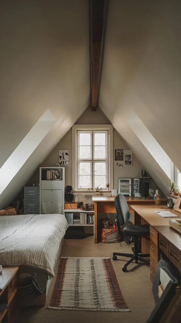 My attic hideout: an attic room renovation transformed into the perfect attic with windows, now a peaceful attic bedroom.