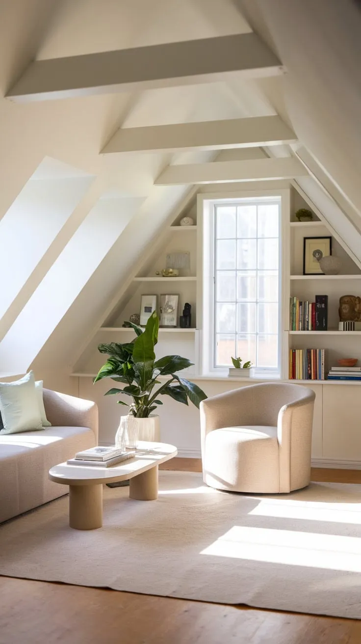 Ascend to the attic lounge, a haven of exquisite design where the gentle embrace of warm, neutral hues and the artful arrangement of furnishings conspire to create an irresistible invitation to unwind, beckoning you to curl up with a captivating novel or simply surrender to blissful relaxation.