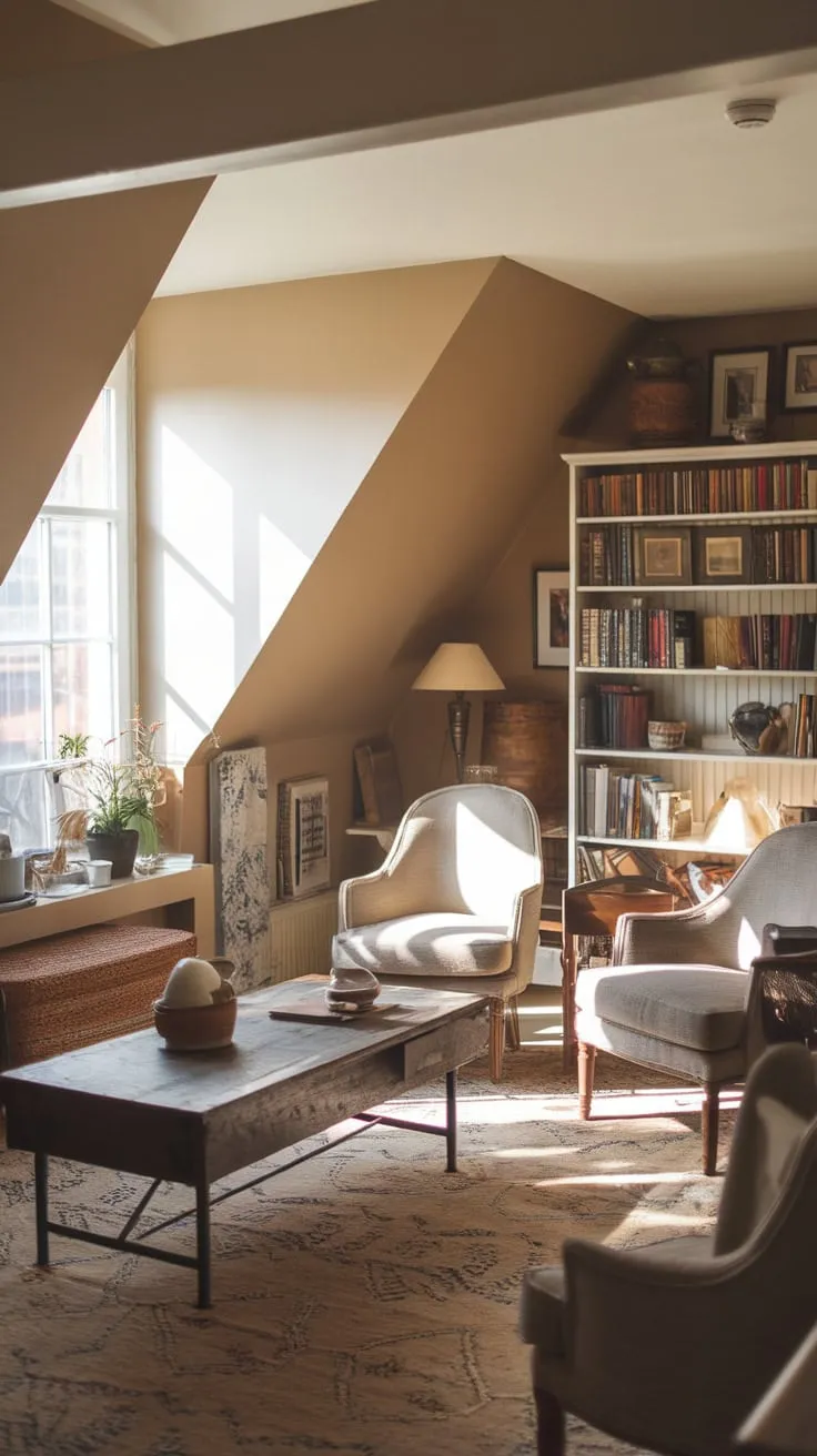 Step into the attic lounge, where a comforting embrace of warmth and charm envelops you, beckoning you to sink into the vintage-kissed decor and plush furnishings, leaving the world behind.